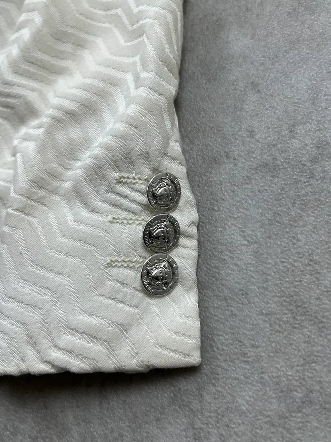 Versace Couture Cream White Wave Embellished Blazer Jacket YTCJLRO 8