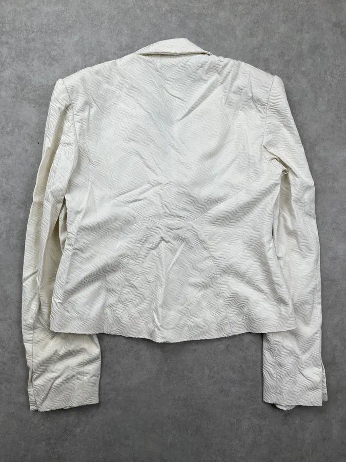 Versace Couture Cream White Wave Embellished Blazer Jacket YTCJLRO 4