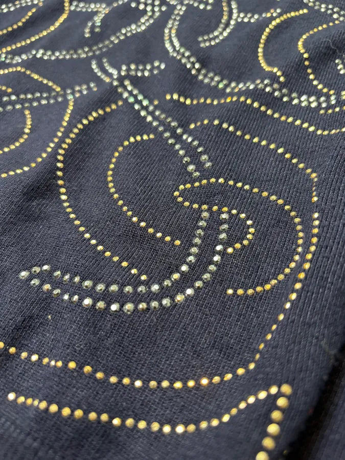 Versace Navy Cotton Rhinestone Embellished Sweater nlPHlXi 7