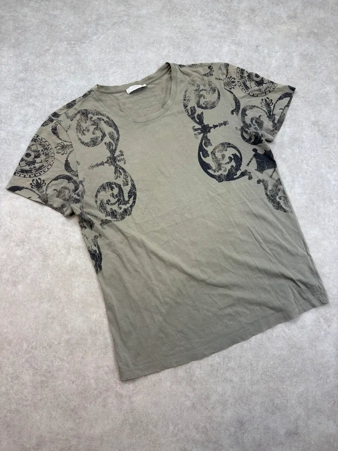 SS2015 Versace Khaki Green Abstract Baroque Faded T-Shirt  jYURZWJ 3