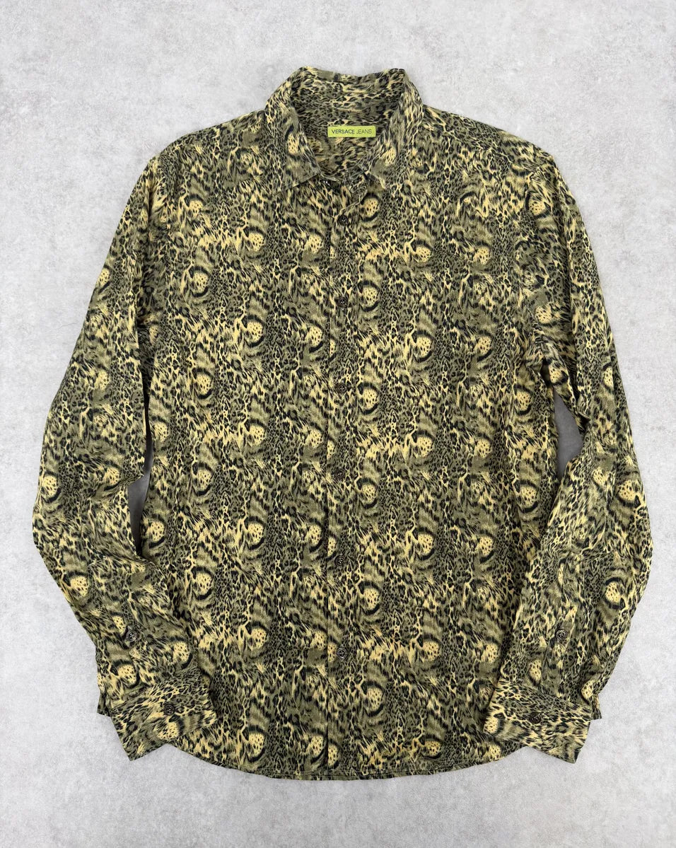Versace Leopard Print Mafia Shirt ExKmrca 0