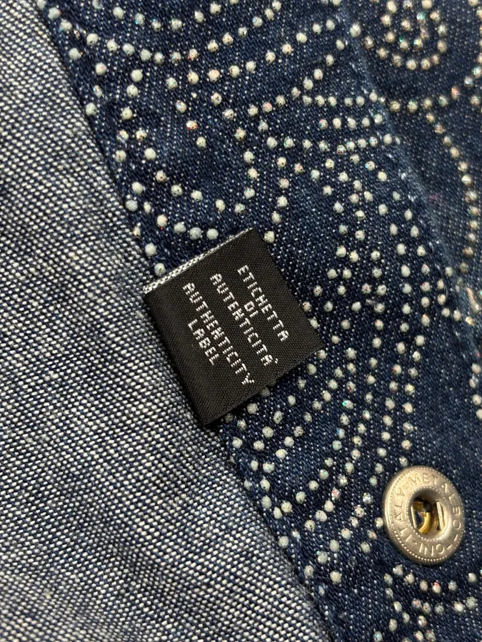 2000s Versace Navy Denim Rhinestone Studded Denim Jacket UdKAuNB 10