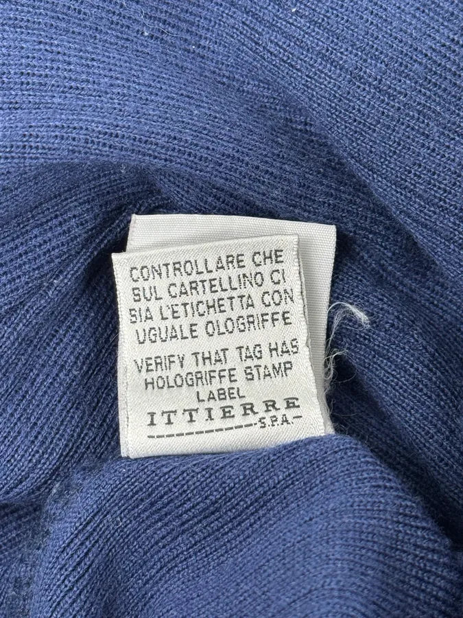 Versace Navy Flat Wool Longsleeve Polo Vwoqpyq 9