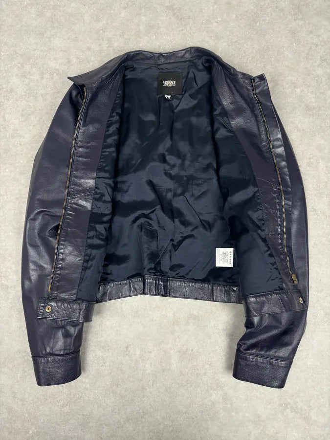 2000s Versace Purple Leather Gold Hardware Jacket RGmjBPy 6