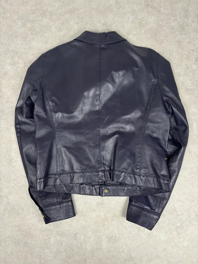 2000s Versace Purple Leather Gold Hardware Jacket RGmjBPy 4