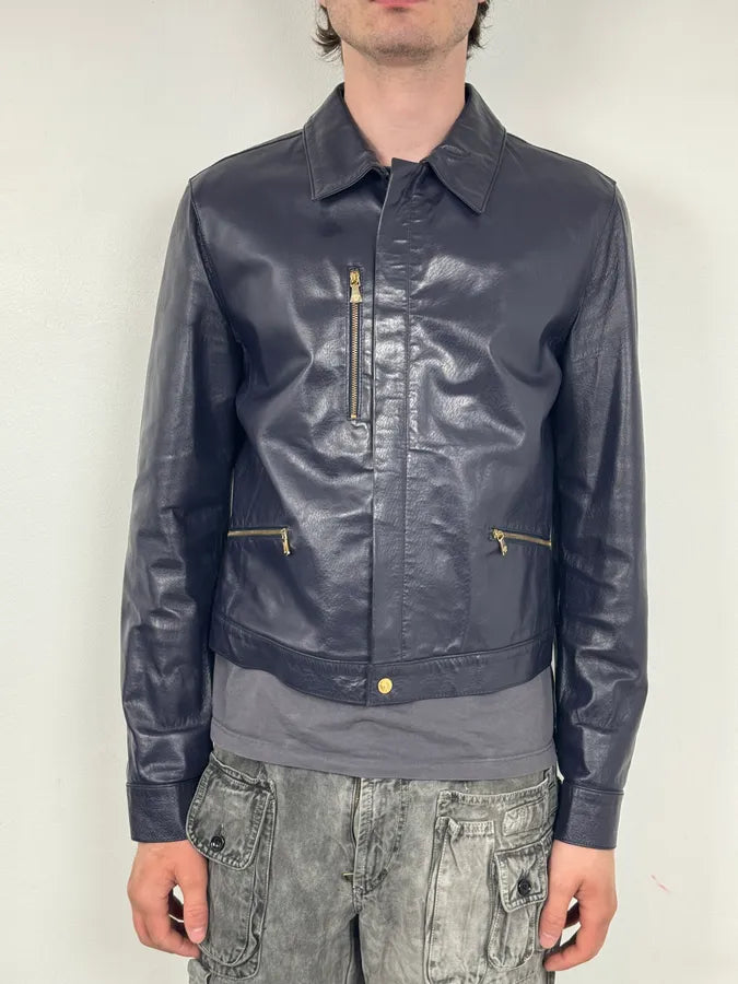 2000s Versace Purple Leather Gold Hardware Jacket RGmjBPy 1