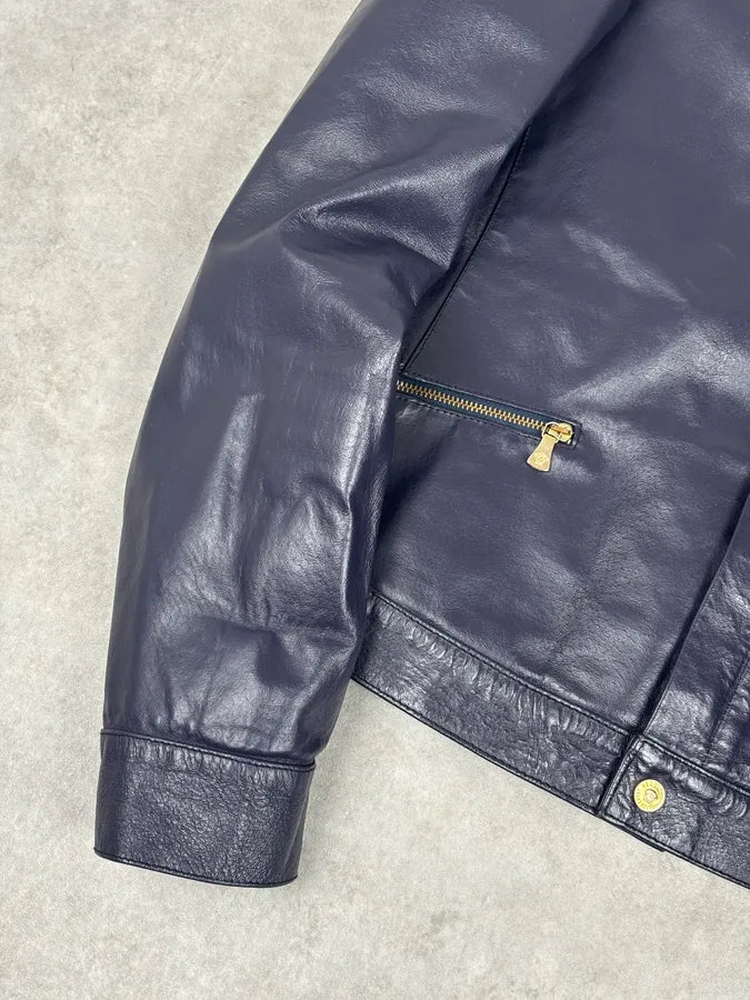 2000s Versace Purple Leather Gold Hardware Jacket RGmjBPy 7