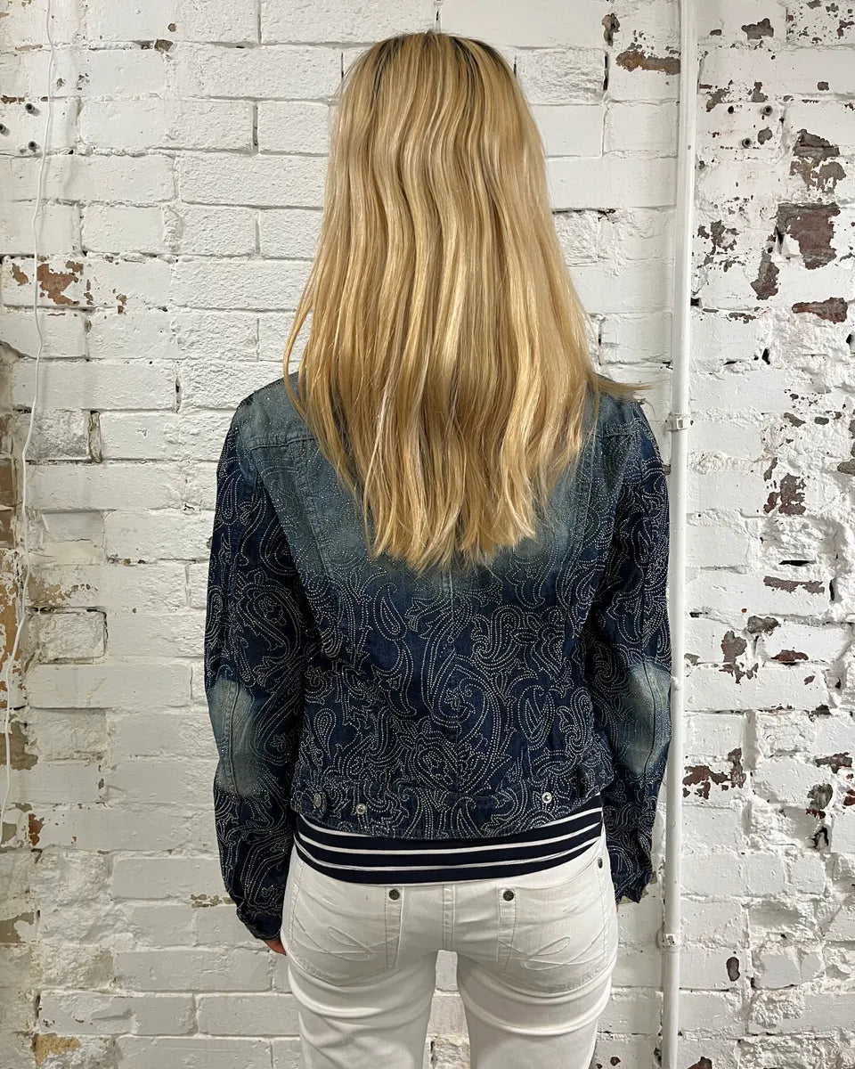 Versace Paisley Studded Blue Denim Jacket mFdSMWe 2