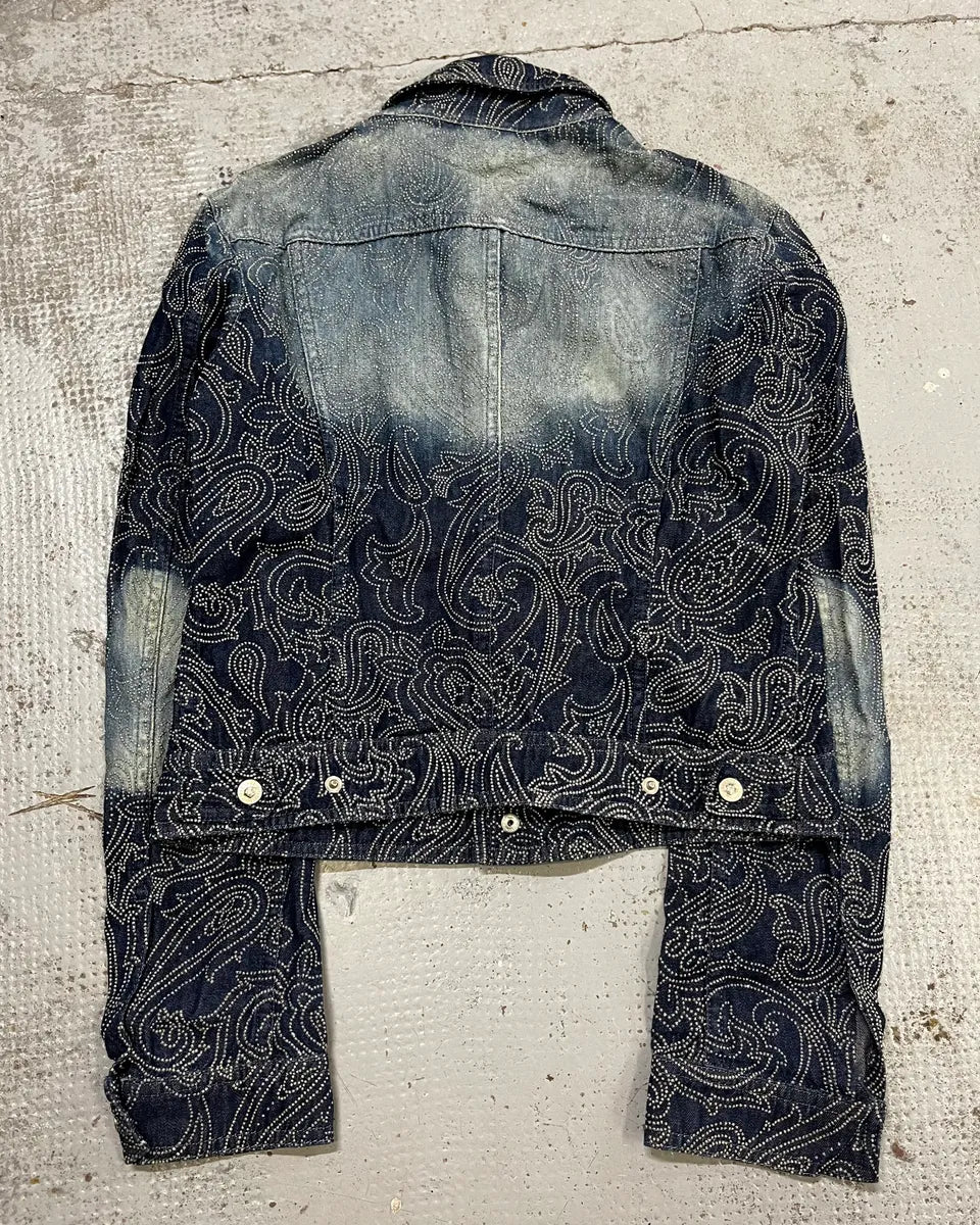 Versace Paisley Studded Blue Denim Jacket mFdSMWe 6