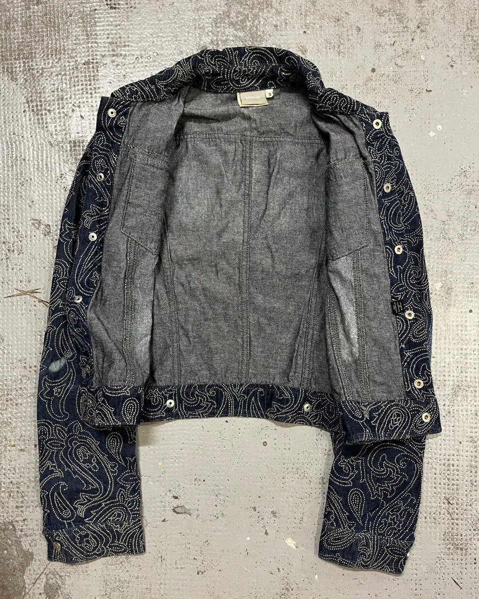 Versace Paisley Studded Blue Denim Jacket mFdSMWe 7