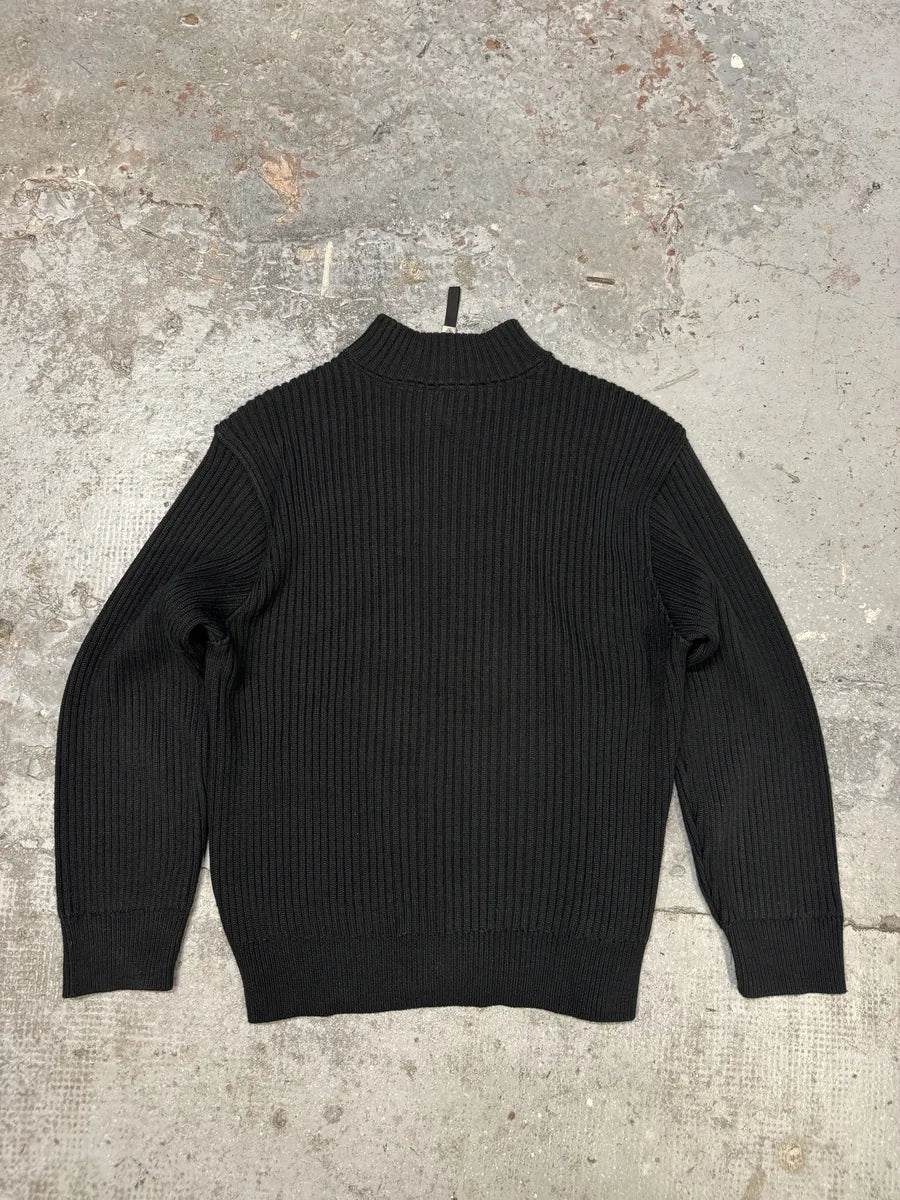 Versace Pony Hair Black Hybrid Zip-up Knitted Sweater (S/M) UkPBVuC 1
