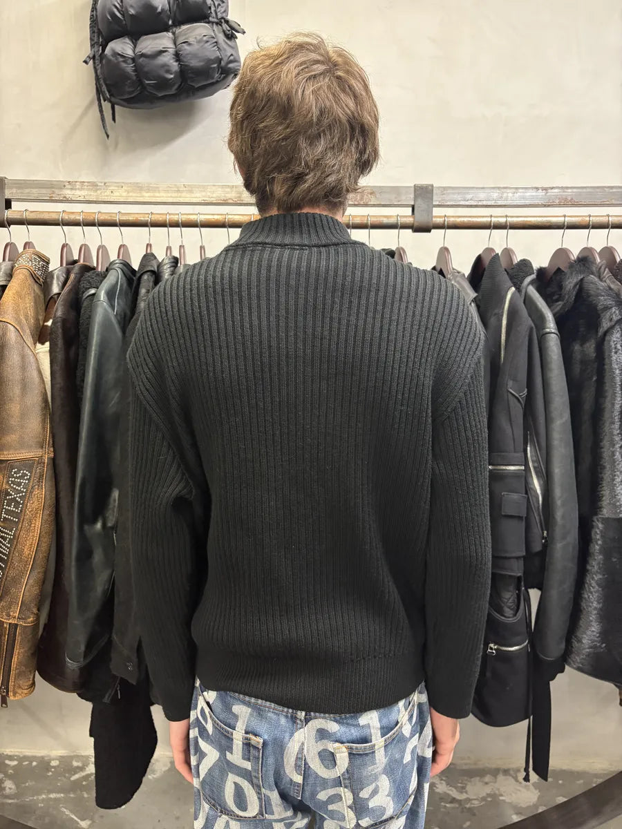 Versace Pony Hair Black Hybrid Zip-up Knitted Sweater (S/M) UkPBVuC 3
