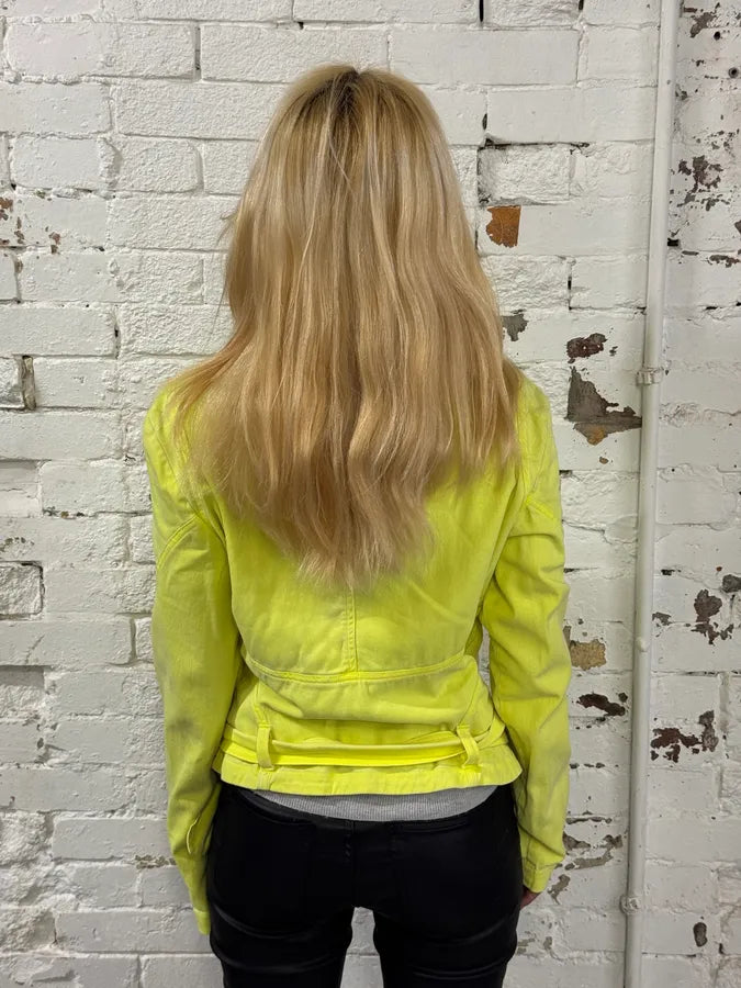 Versace Provocative Yellow Asymmetric Zip Biker Jacket RUlIWEI 1