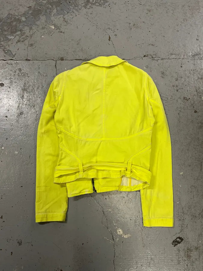 Versace Provocative Yellow Asymmetric Zip Biker Jacket RUlIWEI 4