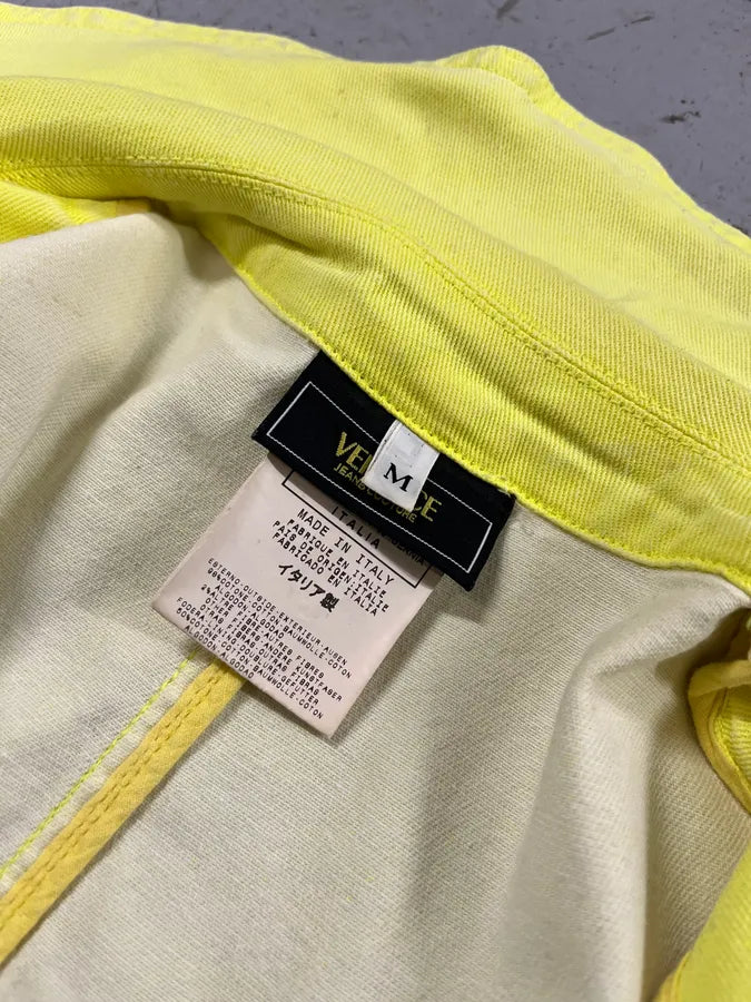 Versace Provocative Yellow Asymmetric Zip Biker Jacket RUlIWEI 7