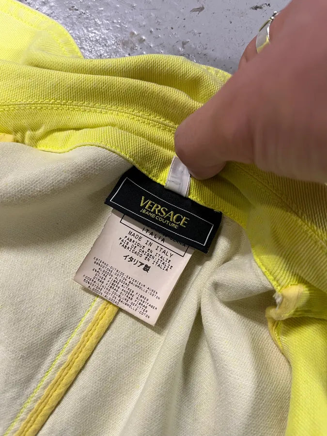 Versace Provocative Yellow Asymmetric Zip Biker Jacket RUlIWEI 8