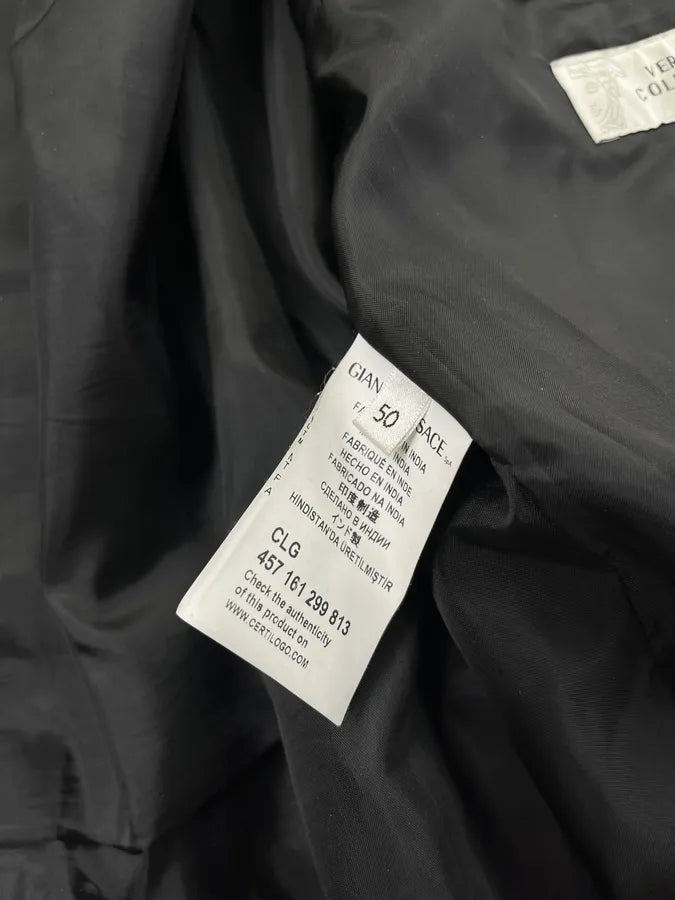 Versace Quilted Armor Navy & Black Leather Jacket LjjripL 8