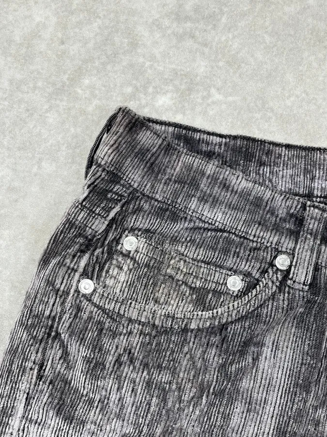AW2003 Versace Raw Grey Corduroy Ribbed Pants HywvnCc 8