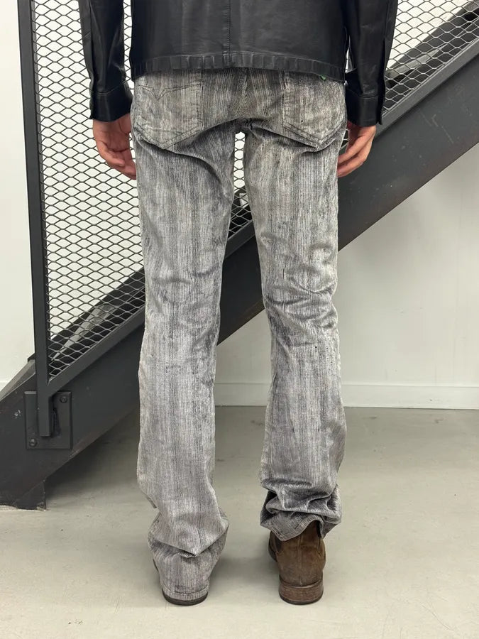 AW2003 Versace Raw Grey Corduroy Ribbed Pants HywvnCc 3