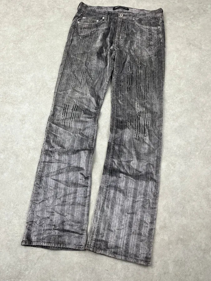 AW2003 Versace Raw Grey Corduroy Ribbed Pants HywvnCc 4