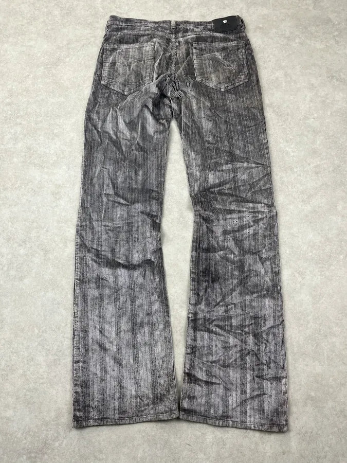 AW2003 Versace Raw Grey Corduroy Ribbed Pants HywvnCc 6