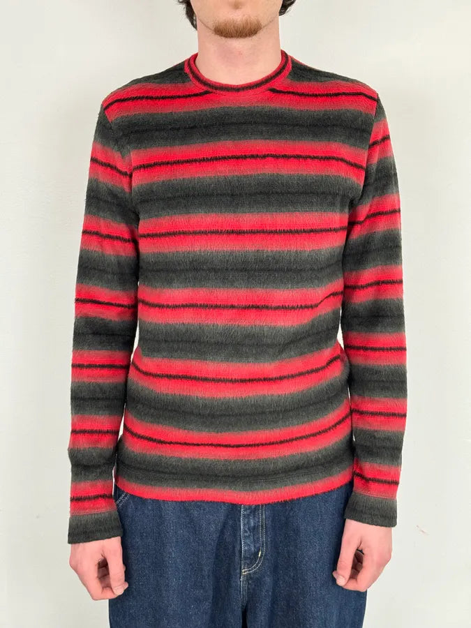 2000s Versace Red & Black Wool Striped Light Sweater uncCiYi 1