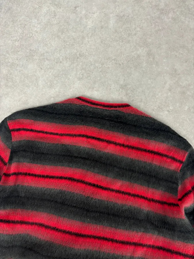 2000s Versace Red & Black Wool Striped Light Sweater uncCiYi 5