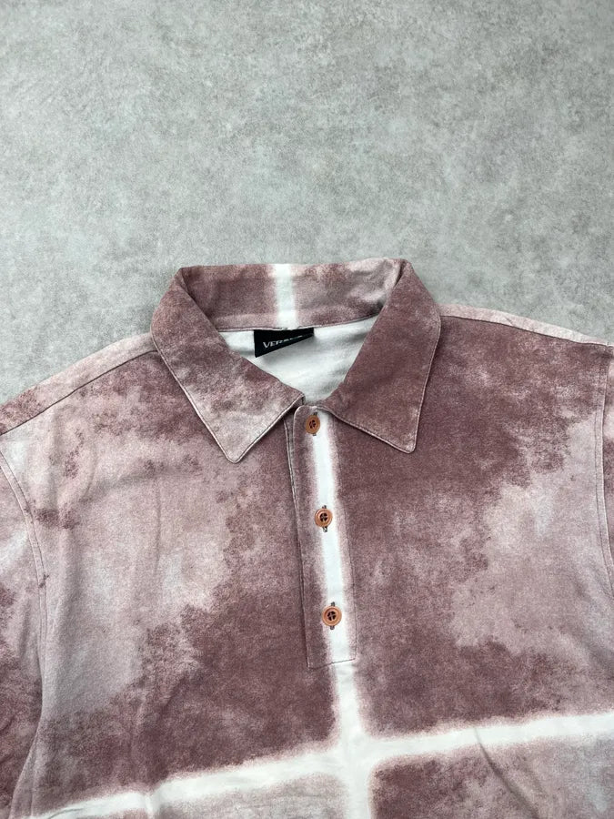 2000s Versace Rose Velvet Tie-Dye Polo WqTzPZH 4