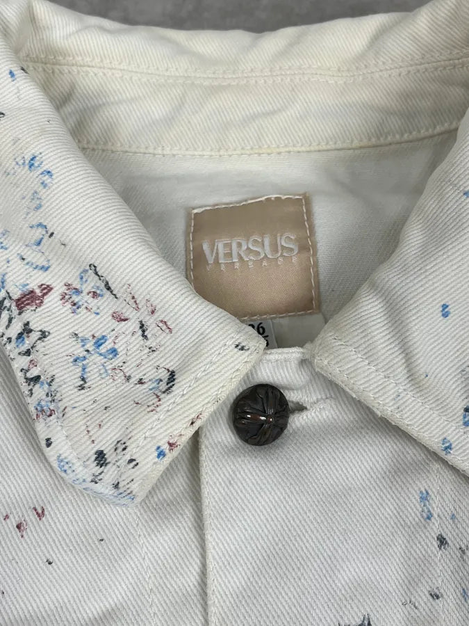 Versace Royal Erased White Denim Jacket edrrLwf 8