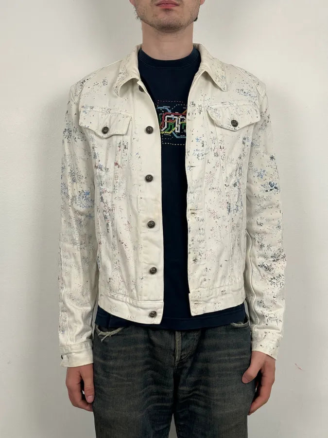 Versace Royal Erased White Denim Jacket edrrLwf 1