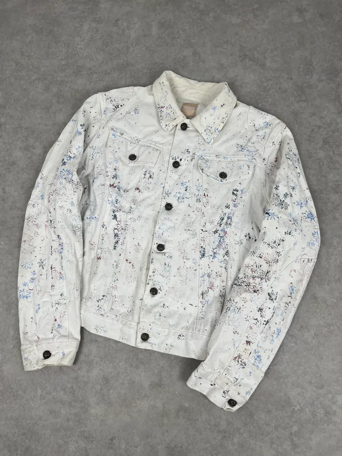 Versace Royal Erased White Denim Jacket edrrLwf 3