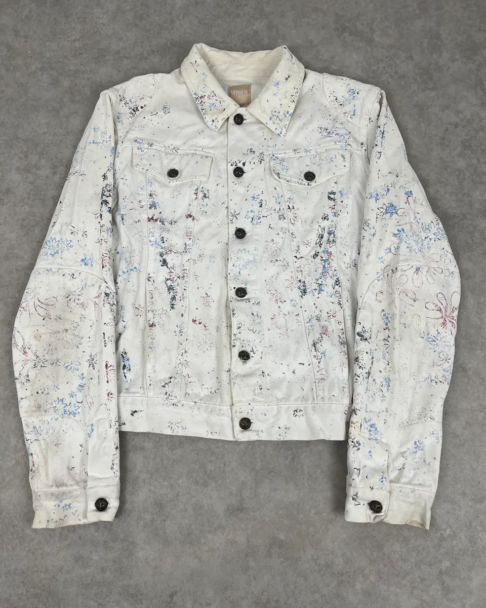 Versace Royal Erased White Denim Jacket edrrLwf 0