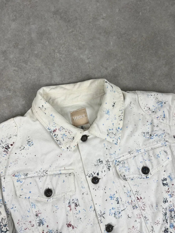 Versace Royal Erased White Denim Jacket edrrLwf 4
