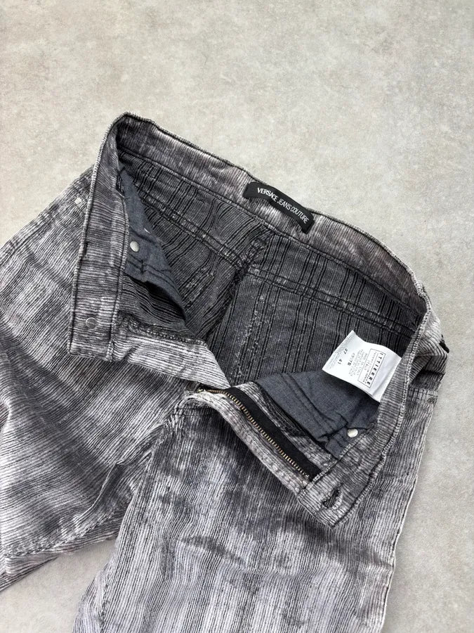 AW2003 Versace Silver Grey Ribbed Cozy Pants KNmDEhC 9