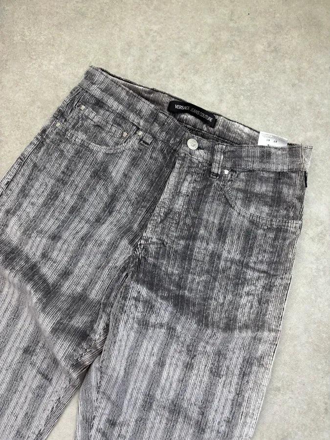 AW2003 Versace Silver Grey Ribbed Cozy Pants KNmDEhC 4