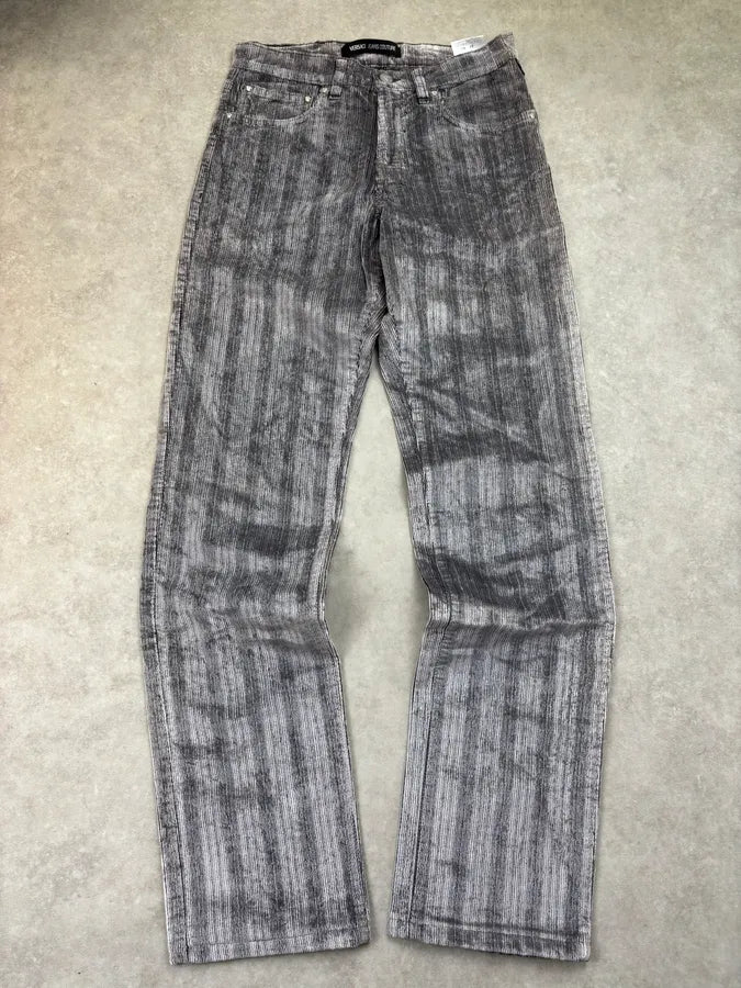 AW2003 Versace Silver Grey Ribbed Cozy Pants KNmDEhC 1