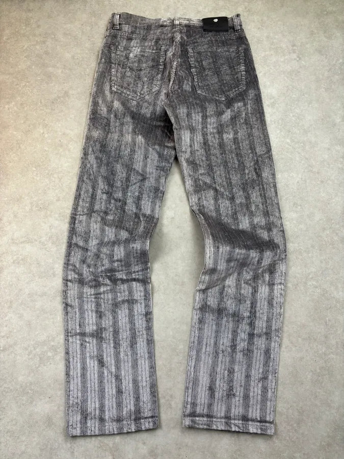 AW2003 Versace Silver Grey Ribbed Cozy Pants KNmDEhC 5