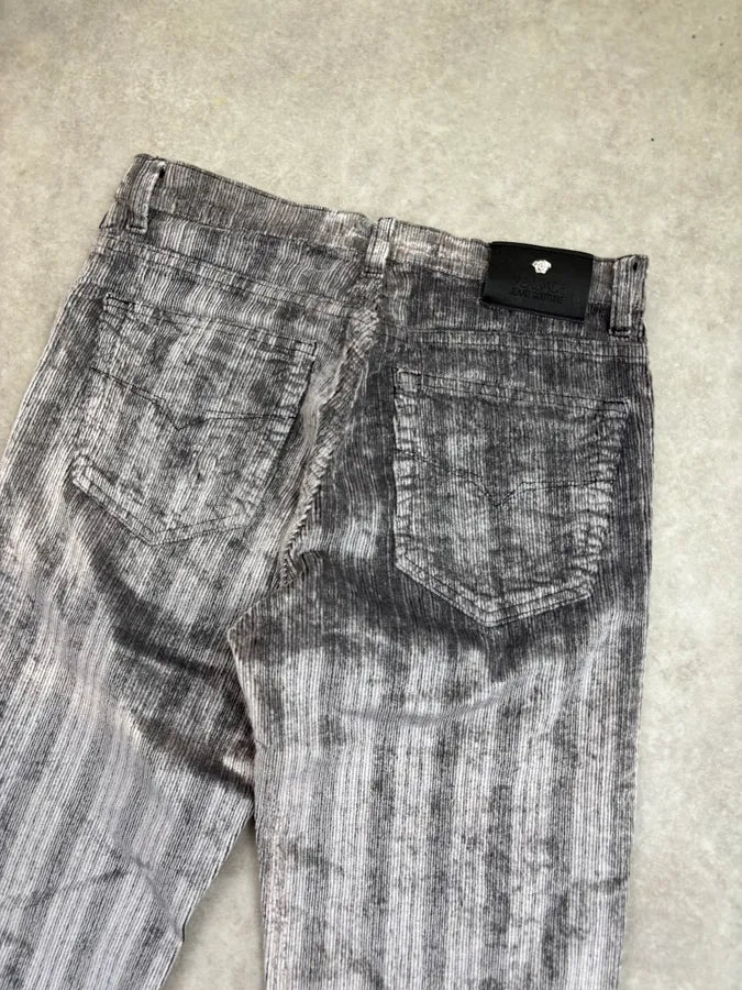 AW2003 Versace Silver Grey Ribbed Cozy Pants KNmDEhC 6