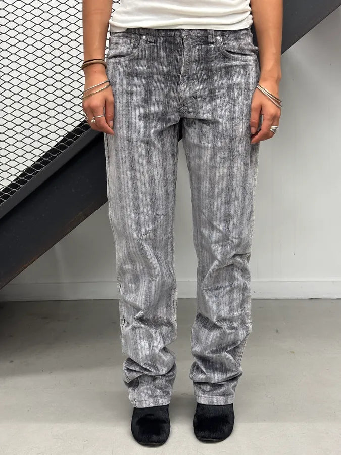 AW2003 Versace Silver Grey Ribbed Cozy Pants KNmDEhC 0