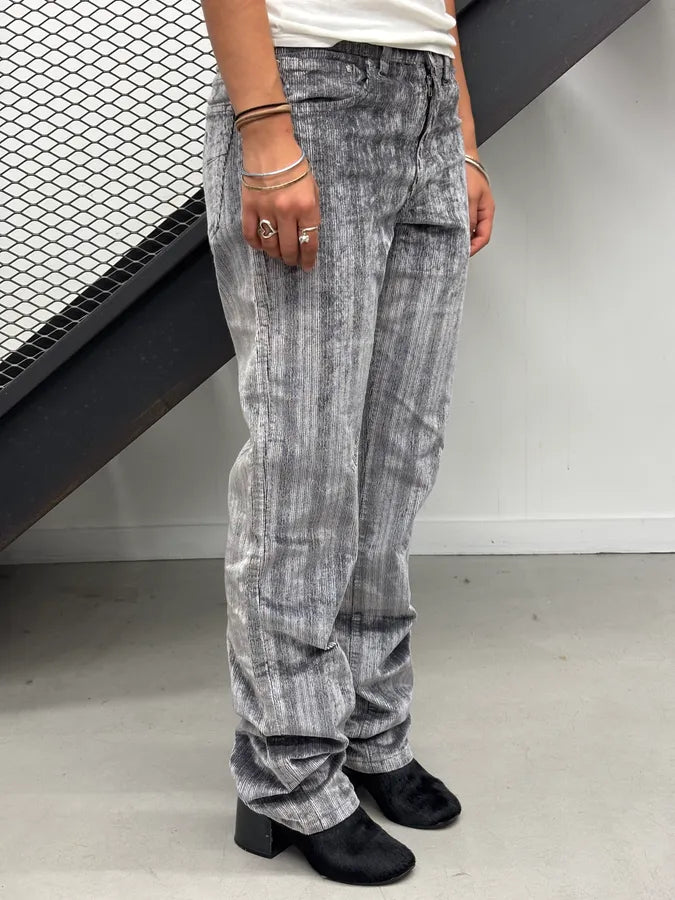 AW2003 Versace Silver Grey Ribbed Cozy Pants KNmDEhC 2