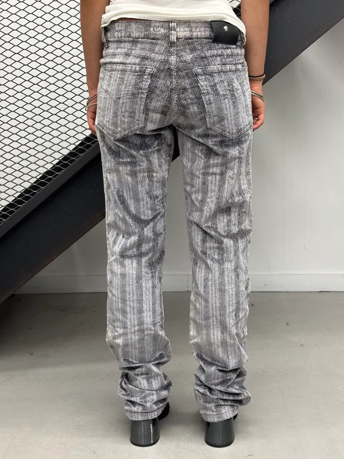 AW2003 Versace Silver Grey Ribbed Cozy Pants KNmDEhC 3