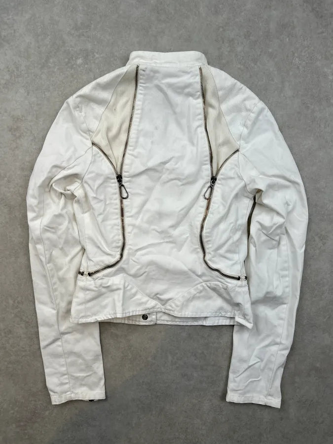2000s Versace White Multi Zip Jacket qekuusu 7