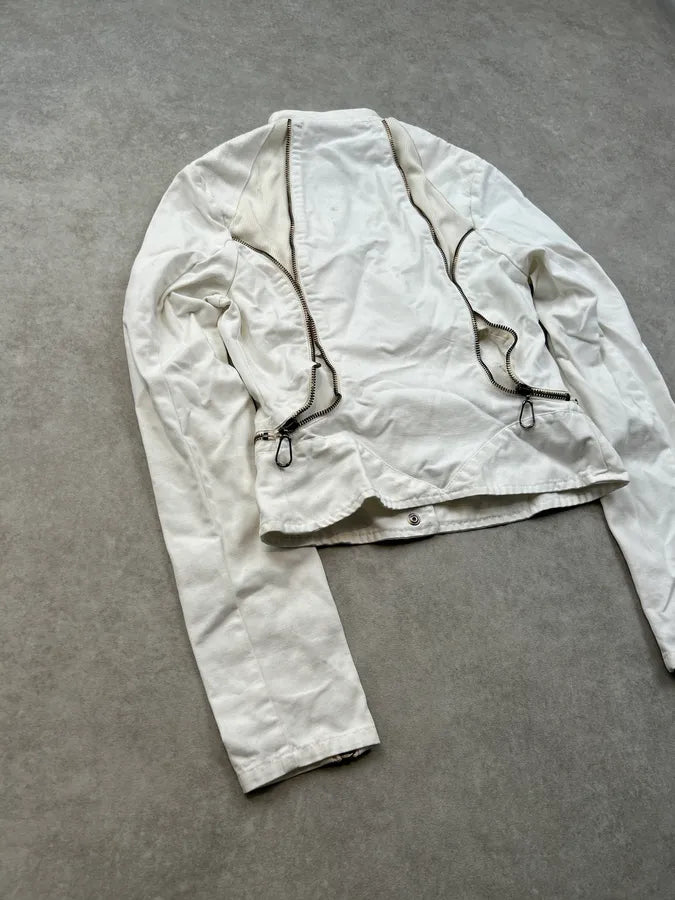 2000s Versace White Multi Zip Jacket qekuusu 9