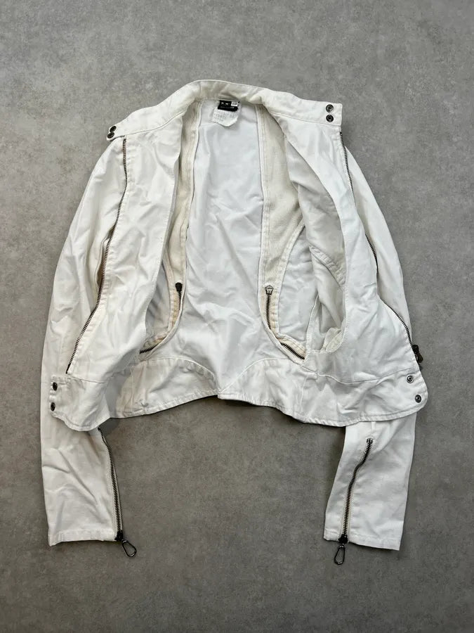 2000s Versace White Multi Zip Jacket qekuusu 10
