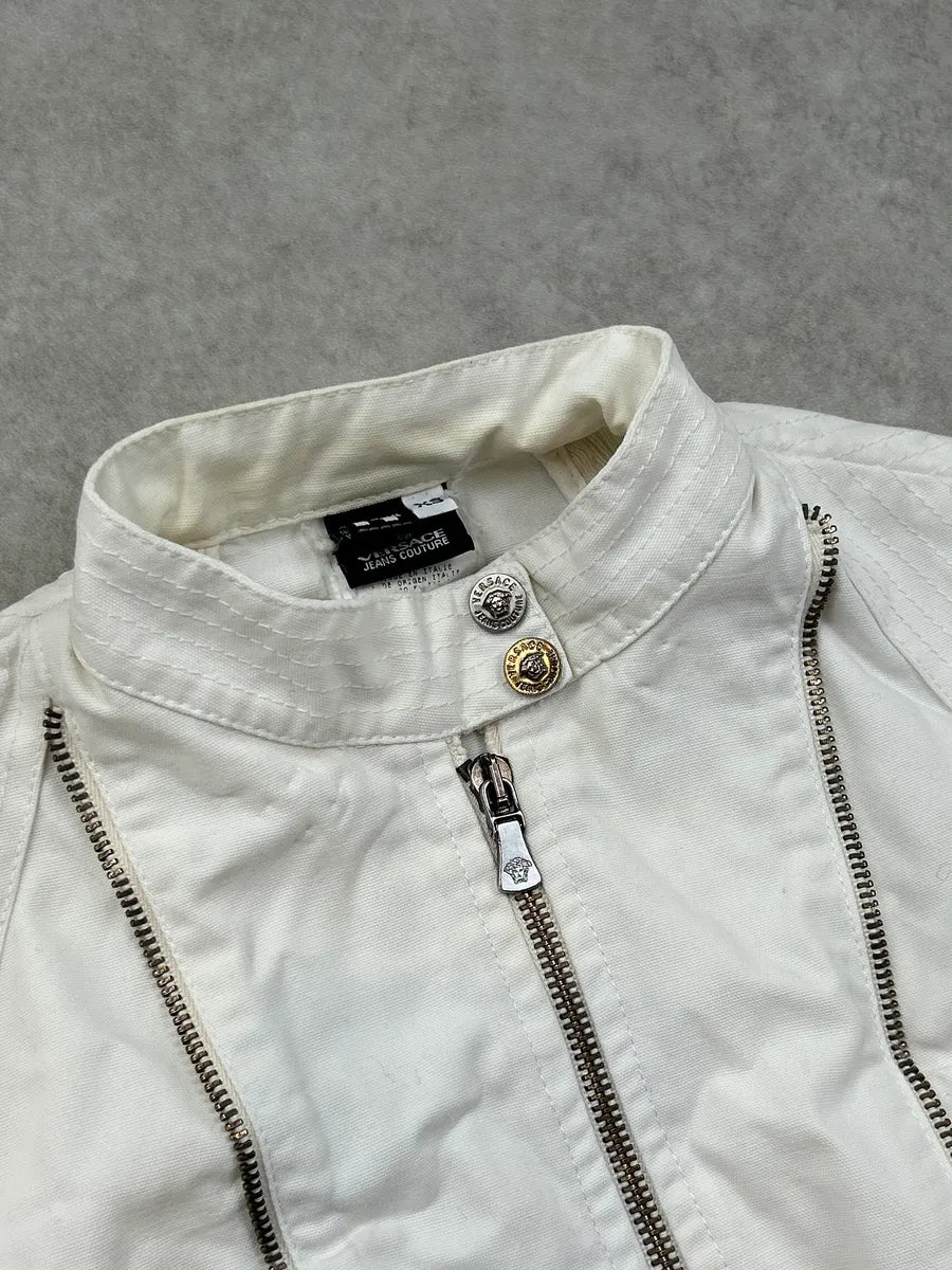 2000s Versace White Multi Zip Jacket qekuusu 4