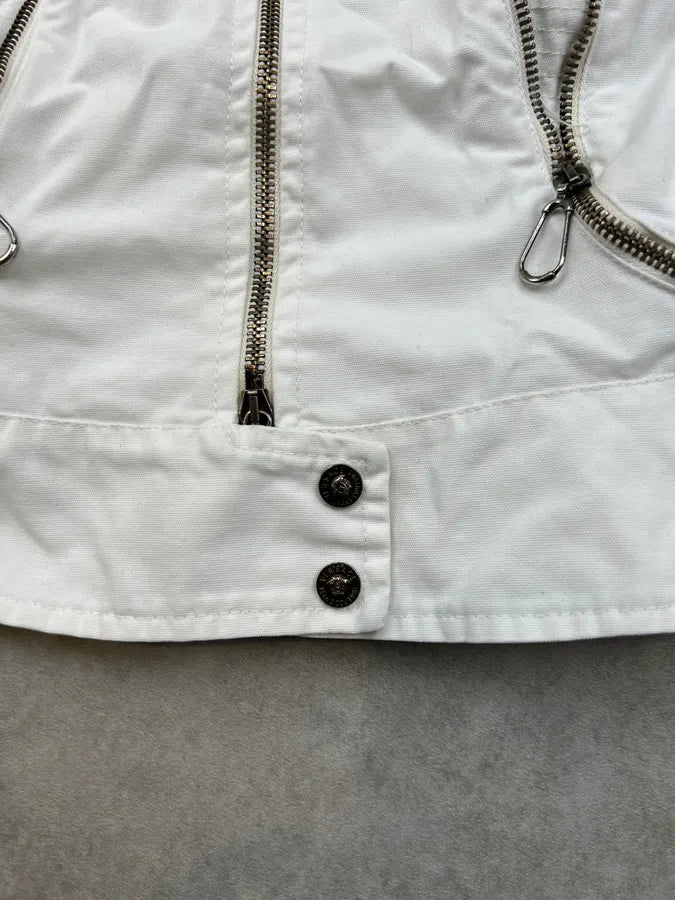 2000s Versace White Multi Zip Jacket qekuusu 5