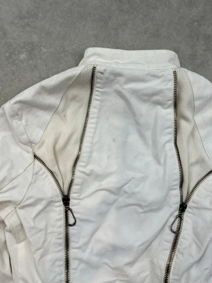 2000s Versace White Multi Zip Jacket qekuusu 8