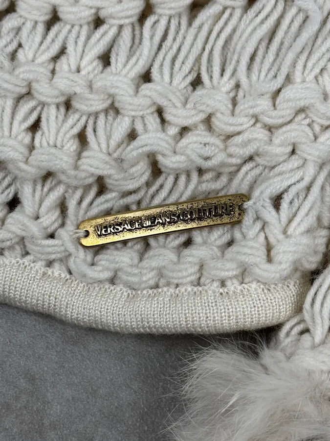 Versace White Fur Collar Wool Zip-Up Jacket OYcfqJS 11