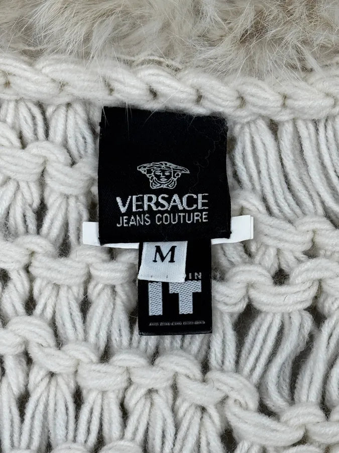 Versace White Fur Collar Wool Zip-Up Jacket OYcfqJS 12