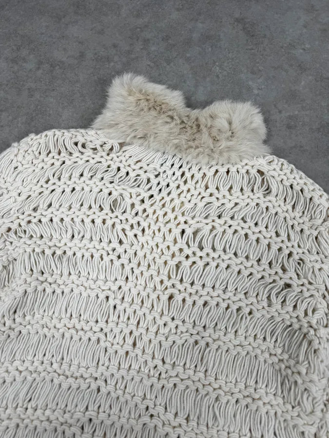 Versace White Fur Collar Wool Zip-Up Jacket OYcfqJS 6